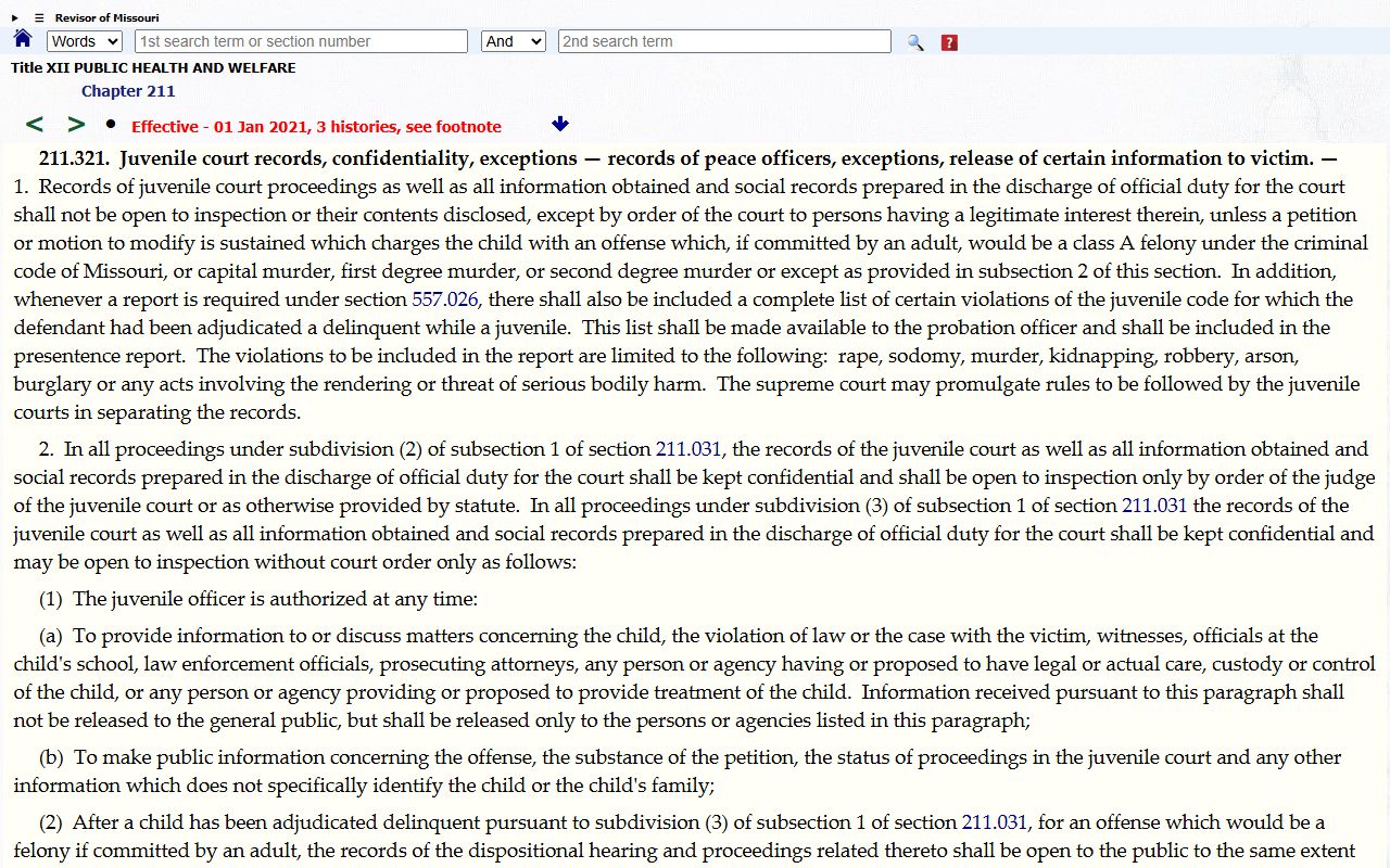 St. Louis County court dockets juvenile court record confidentiality