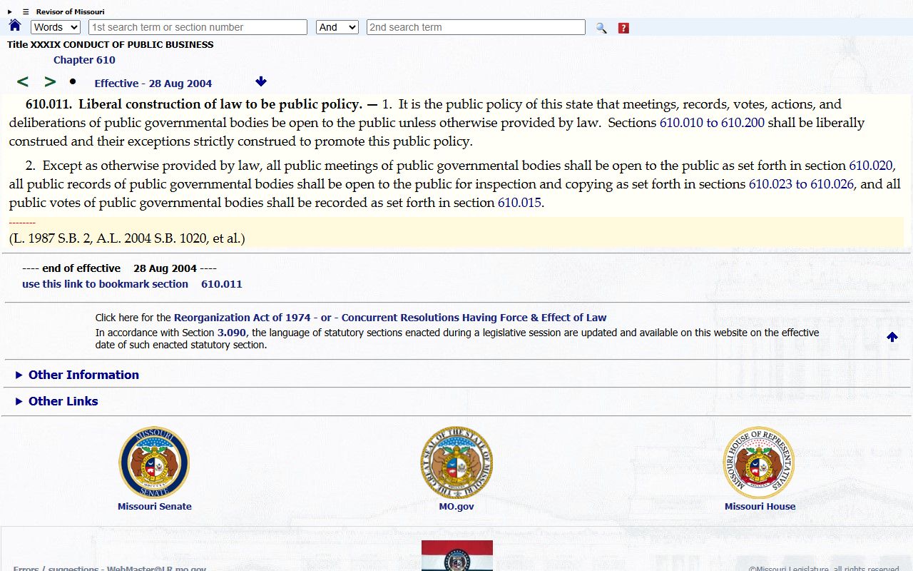 St. Louis County court records Sunshine Law open records policy