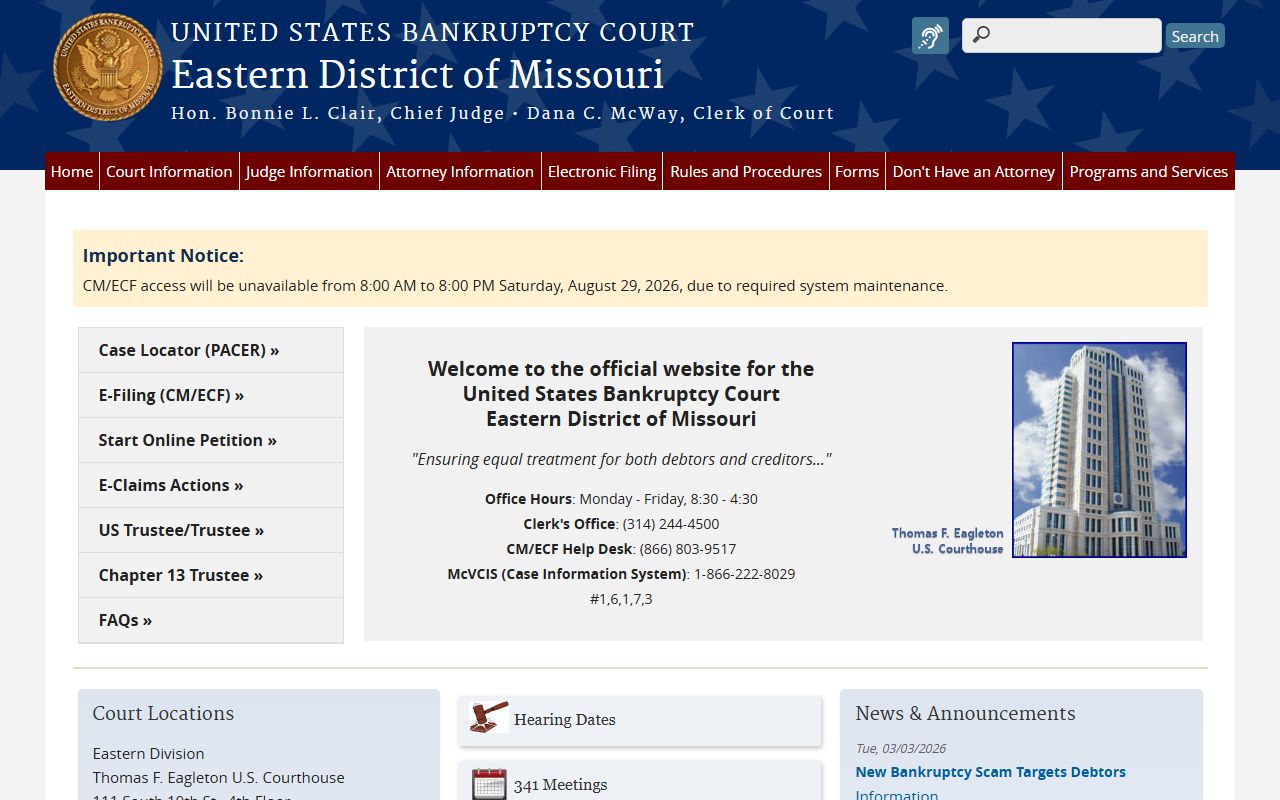 St. Louis County Circuit Court records Eastern District bankruptcy court distinction