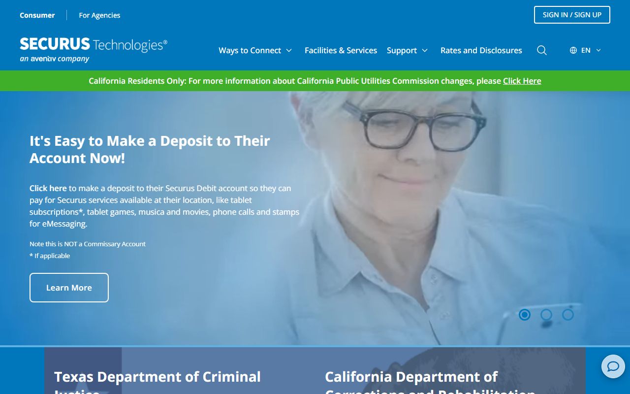 Securus Technologies inmate phone service site