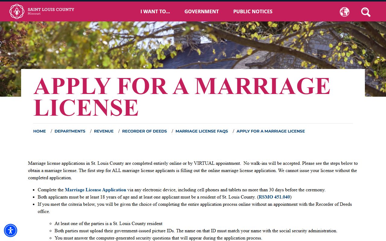 St. Louis County marriage records online application FAQ