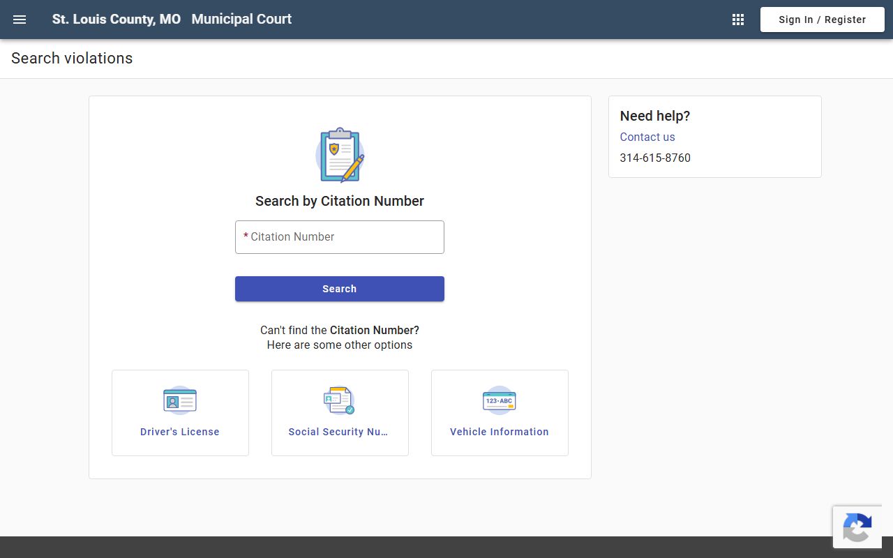 St. Louis County Tyler Municipal Online Payments violation search portal